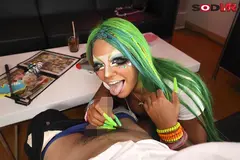 【VR】#絶滅危惧種GAL 【激レア発掘！】むっちり巨乳褐色黒ギャルとカラオケで生ハメ中出しできる援交VR リアルにガチンコ痙攣絶頂しまくってますwwの4番目のサンプル画像