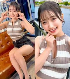 【愛嬌爆発デニムガール】むっちりヒップを包み込むショーパンが魅力的！天使級フェイスのニコニコ笑顔で男を惑わす天然ビッチ！つるつるパイパン美ま●こに生ハメ串刺し3Pセックス！肉厚桃尻に打ち付ける追撃ピストン！連続中出し&ぶっかけ顔射！【ジーニスト女子】の14番目のサンプル画像