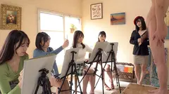 写生に夢中!?美人揃いのデッサン教室にバイトへ行ったら、まさかのヌードモデル!?アソコをじぃ~~っと観察されてるうちに勃起してるのがバレてしまい、射精させられてしまうボクのサムネイル画像